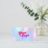 Unicorn Rainbow Pastel Holographic Logo Visitenkarte (Stehend Vorderseite)