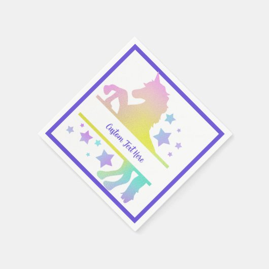 Unicorn Rainbow Pastel Personalisiert Serviette (Ecke)