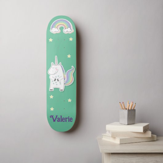 Unicorn Rainbow Personalisiert Skateboard (Wandkunst)