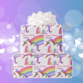 Unicorn Rainbow Personalize Name Little Girl's Geschenkpapier
