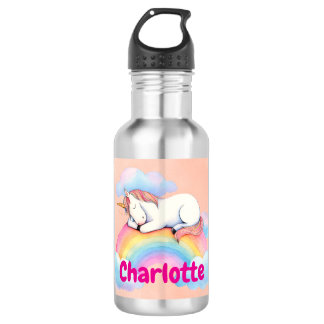 Unicorn & Rainbow, Personalized Water Bottle Edelstahlflasche