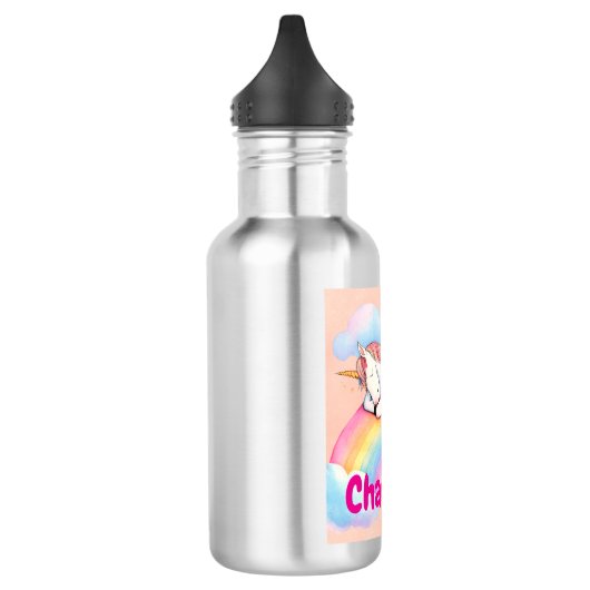 Unicorn & Rainbow, Personalized Water Bottle Edelstahlflasche (Links)