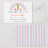 Unicorn Rainbow Pink Gold Baby Diaper Raffel Begleitkarte (Vorne/Hinten)
