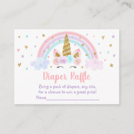 Unicorn Rainbow Pink Gold Baby Diaper Raffel Begleitkarte