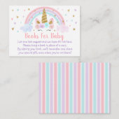 Unicorn Rainbow Pink Gold Baby Showbuchanfrage Begleitkarte (Vorne/Hinten)