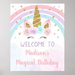 Unicorn Rainbow Pink Gold Geburtstag Poster
