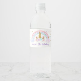 Unicorn Rainbow Pink Gold Geburtstag Wasserflaschenetikett