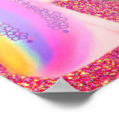 Unicorn Rainbow Pink Gold Glitzer Sparkle Girls Poster (Ecke)