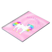 Unicorn Rainbow Pink Niedlich kundenspezifisch Notizblock (Linke Seite)