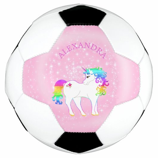 Unicorn Rainbow Pink Niedlich Personal Fußball (Vorderseite)