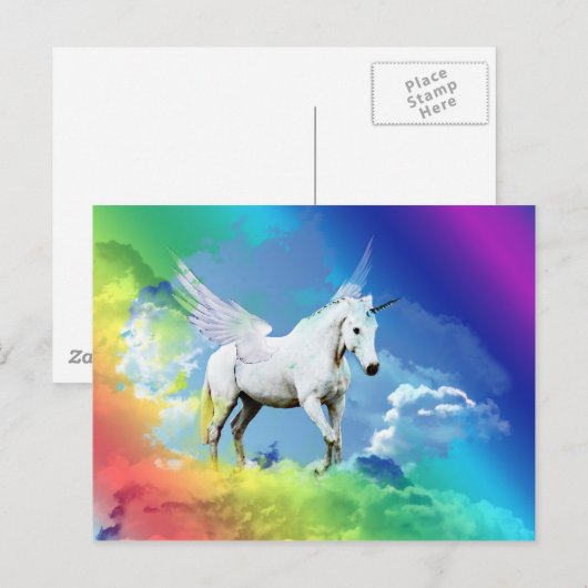 Unicorn Rainbow Postkarte (Vorne/Hinten)