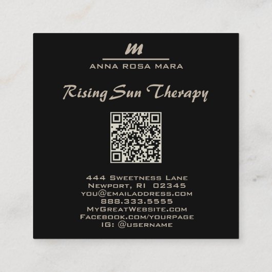 *~* Unicorn Rainbow QR PASTEL Luxe Initial AP66 Quadratische Visitenkarte (Rückseite)