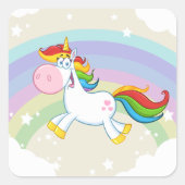 Unicorn Rainbow Quadratischer Aufkleber (Vorderseite)