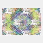 Unicorn Rainbow Queen Chess Floral Geschenkpapier Set (Vorderseite 2)