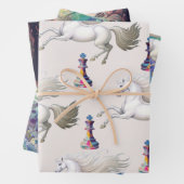 Unicorn Rainbow Queen Chess Floral Geschenkpapier Set (Beispiel)