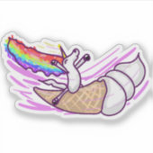 Unicorn Rainbow Riding Ice Cream Cone Aufkleber (Vorderseite)