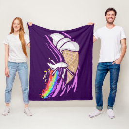 Unicorn Rainbow Riding Ice Cream Cone Fleecedecke