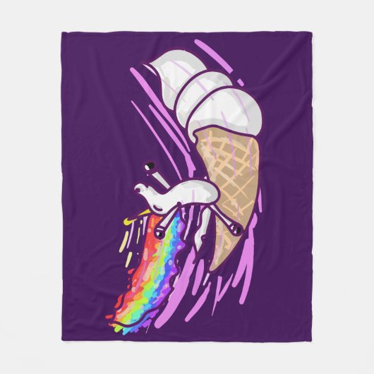 Unicorn Rainbow Riding Ice Cream Cone Fleecedecke (Vorderseite)