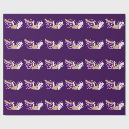 Unicorn Rainbow Riding Ice Cream Cone Geschenkpapier (Flach)