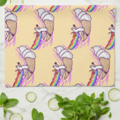 Unicorn Rainbow Riding Ice Cream Cone Geschirrtuch (Gefaltet)