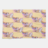Unicorn Rainbow Riding Ice Cream Cone Geschirrtuch (Horizontal)