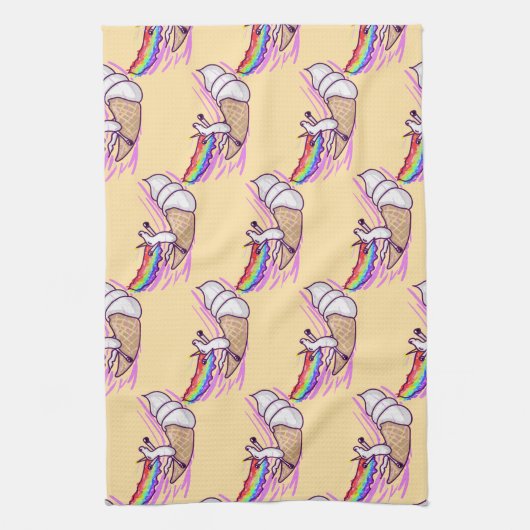 Unicorn Rainbow Riding Ice Cream Cone Geschirrtuch (Vertikal)