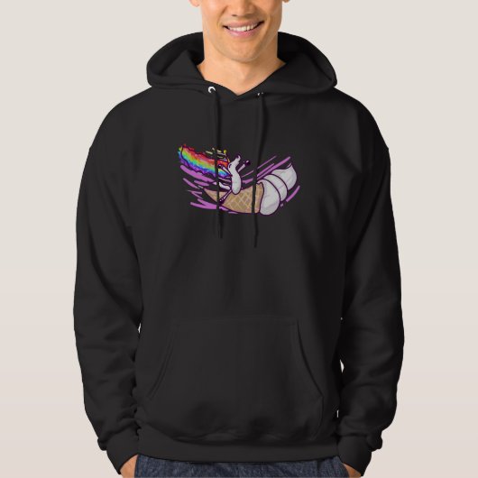Unicorn Rainbow Riding Ice Cream Cone Hoodie (Vorderseite)