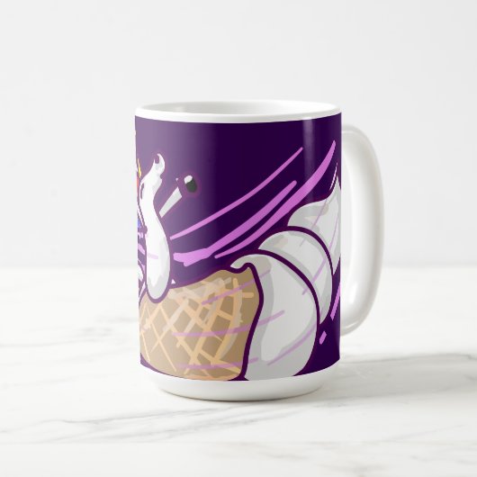 Unicorn Rainbow Riding Ice Cream Cone Kaffeetasse (VorderseiteRechts)
