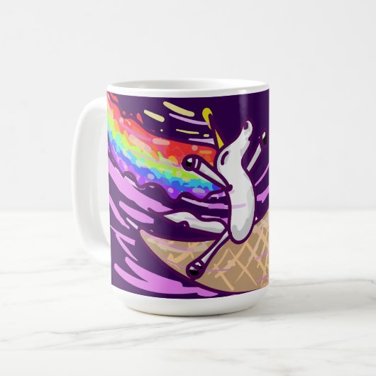 Unicorn Rainbow Riding Ice Cream Cone Kaffeetasse (Vorderseite Links)