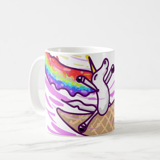 Unicorn Rainbow Riding Ice Cream Cone Kaffeetasse (Vorderseite Links)