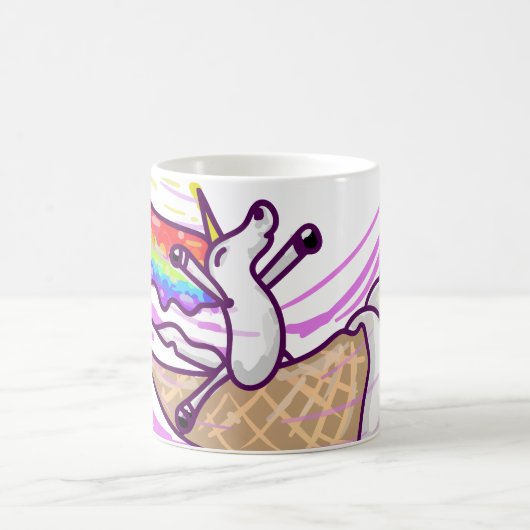 Unicorn Rainbow Riding Ice Cream Cone Kaffeetasse (Mittel)