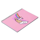 Unicorn Rainbow Riding Ice Cream Cone Notizblock (Linke Seite)