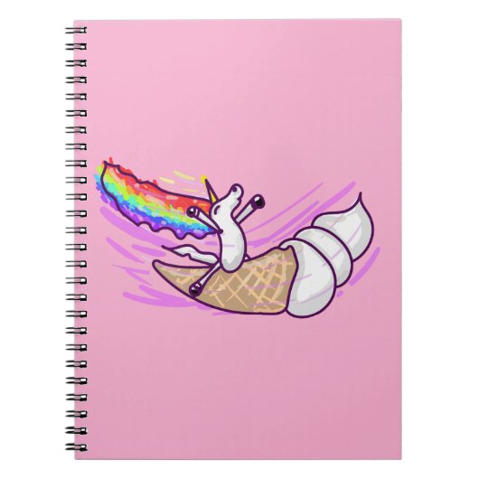 Unicorn Rainbow Riding Ice Cream Cone Notizblock (Vorderseite)