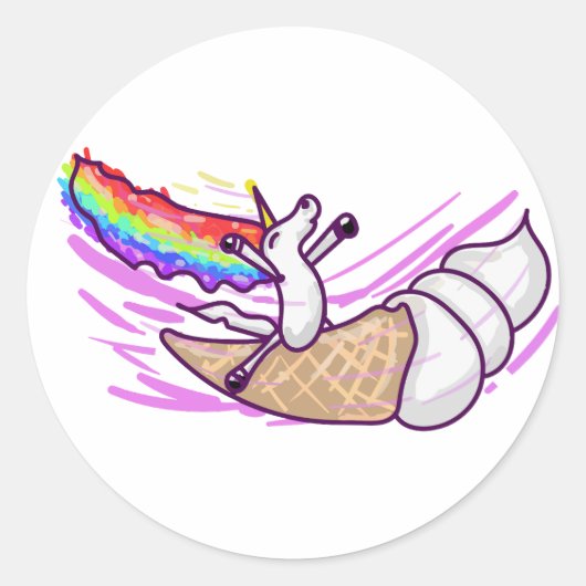 Unicorn Rainbow Riding Ice Cream Cone Runder Aufkleber (Vorderseite)