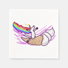 Unicorn Rainbow Riding Ice Cream Cone Serviette