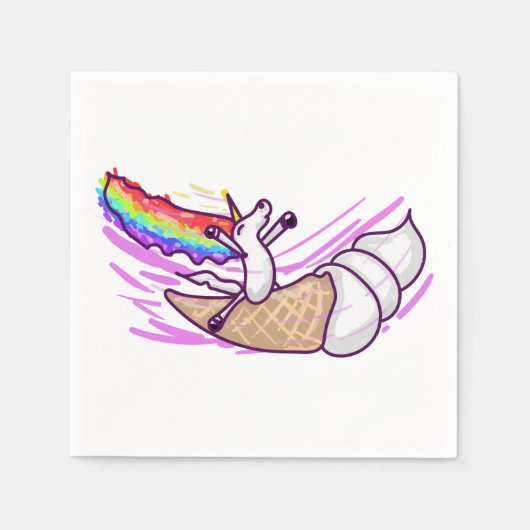 Unicorn Rainbow Riding Ice Cream Cone Serviette (Vorderseite)