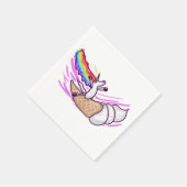 Unicorn Rainbow Riding Ice Cream Cone Serviette (Ecke)