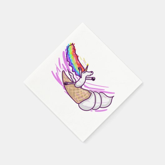 Unicorn Rainbow Riding Ice Cream Cone Serviette (Ecke)
