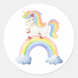 Unicorn Rainbow Runder Aufkleber