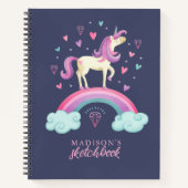 Unicorn Rainbow Sketchbook Notizblock (Vorderseite)