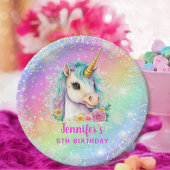 Unicorn Rainbow Sparkle Birthday Pappteller