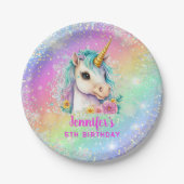 Unicorn Rainbow Sparkle Birthday Pappteller (Vorderseite)