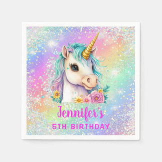 Unicorn Rainbow Sparkle Birthday Party Paper Serviette