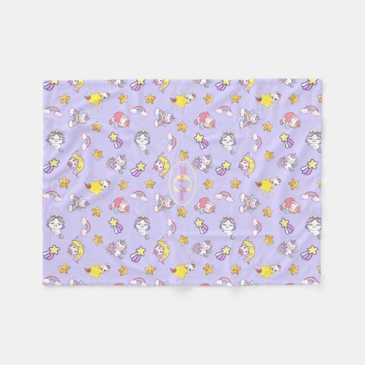 Unicorn Rainbow Star Light Lila Personalisiert Fleecedecke (Vorderseite (Horizontal))