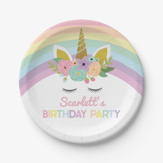 Unicorn Rainbows Birthday Party Paper Teller (Vorderseite)