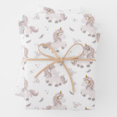 Unicorn Rainbows Boho Trendy Pink Gray Blue Geschenkpapier Set (Beispiel)