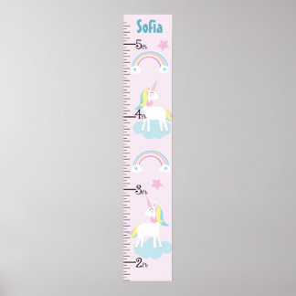 Unicorn & Rainbows Girl Growth Chart Behielt auf 8 Poster