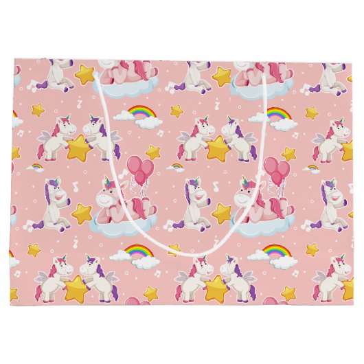 Unicorn Rainbows Große Geschenktüte (Rückseite)