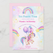 Unicorn & Rainbows Kids-Party Einladung (Vorne/Hinten)