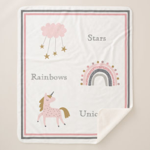 Unicorn Rainbows Pink Boho Muster Sherpadecke